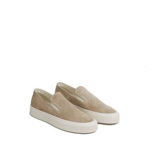 Beige Suede Slip-On Sneakers